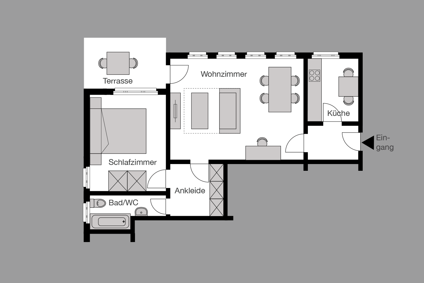 1bedroom apartment, ground floor, 70 sqm